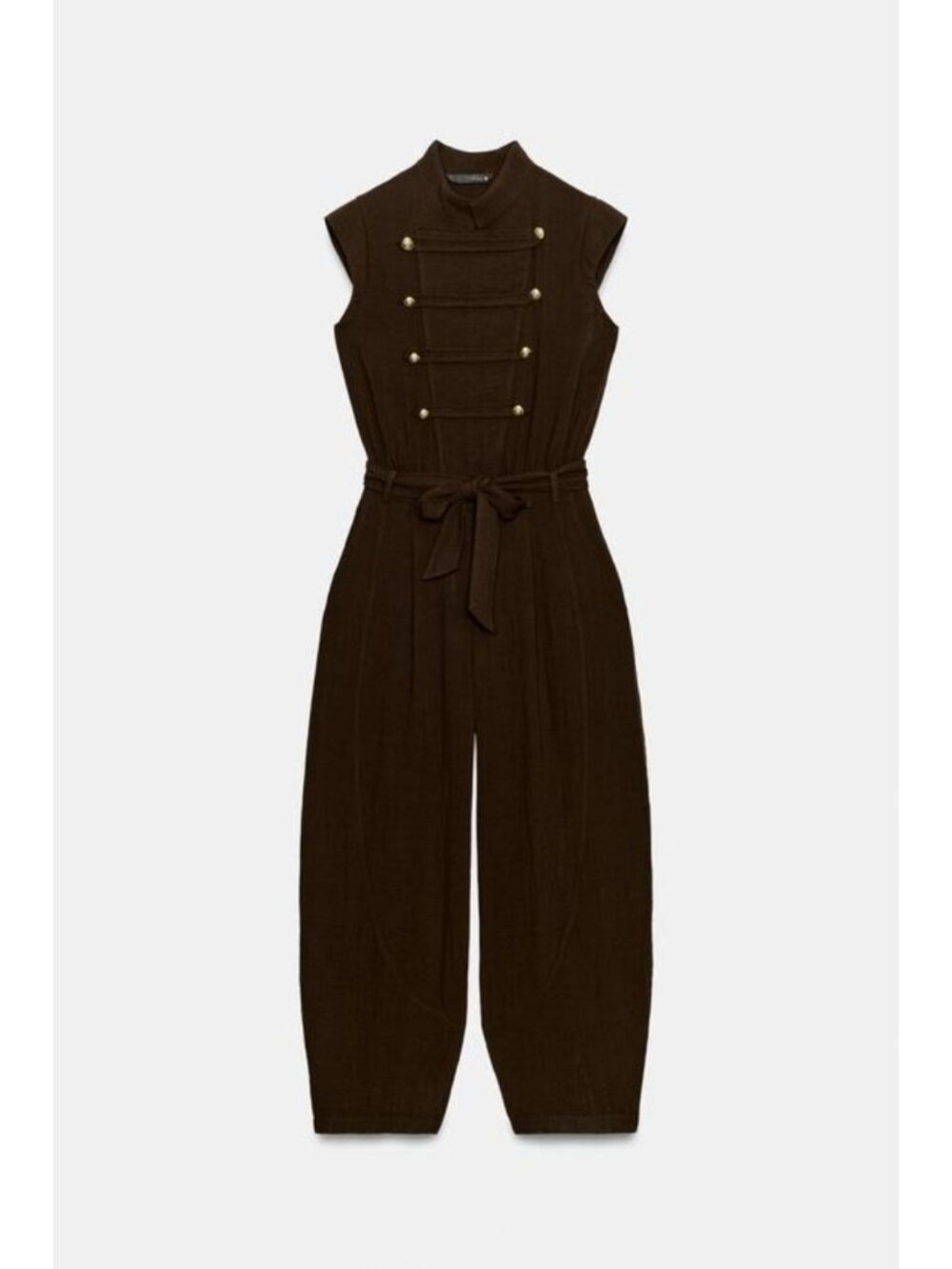 ZARA BELTED JUMPSUIT WITH BUTTON DETAILS